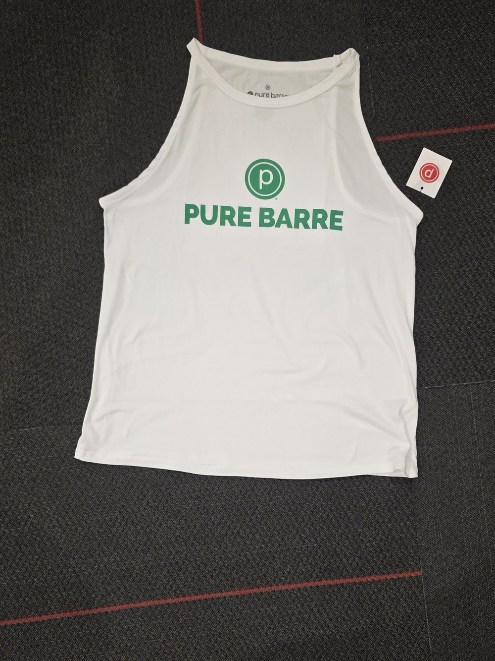 Pure Barre White Tank with Green Logo